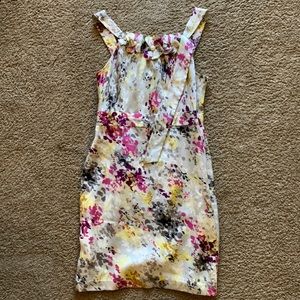 Gray, purple, yellow, and white Floral dress with tank top straps